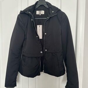 NWT Zara TRAFALUC Black utility jacket with hood size XS